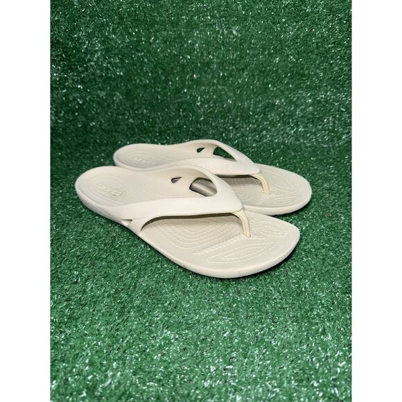 Crocs Kadee II Flip Flop Sandals Beige Tan Strappy Beach Slides Womens Size 7 - Picture 2 of 8